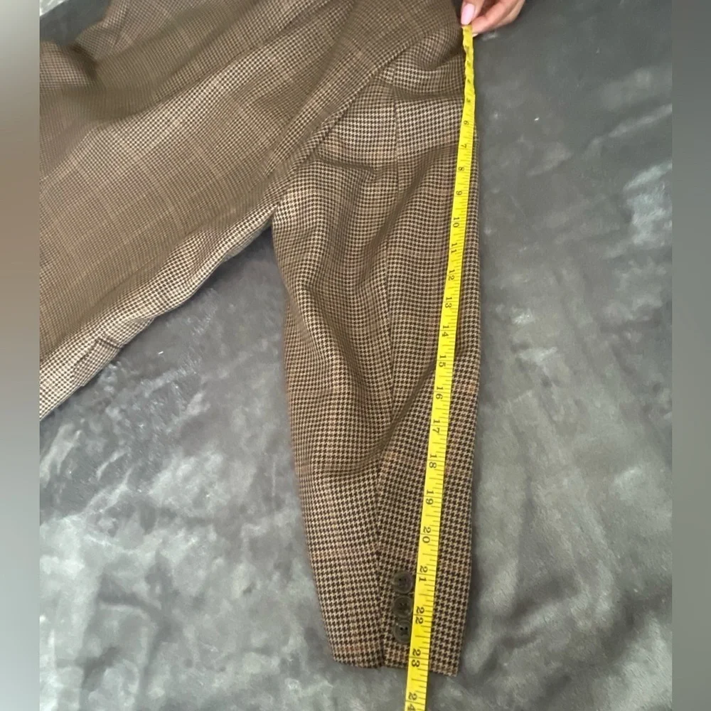 JoS. A. Bank Houndstooth Sport Coat Jacket Mens 41R Tan Silk Camel Hair Preppy